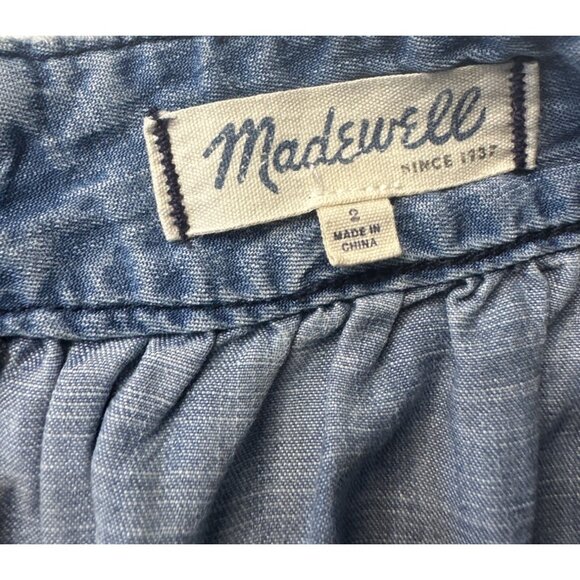 Madewell Denim Mini Skirt With Zipper Closure Pleated Design Womens Size M - Picture 7 of 9